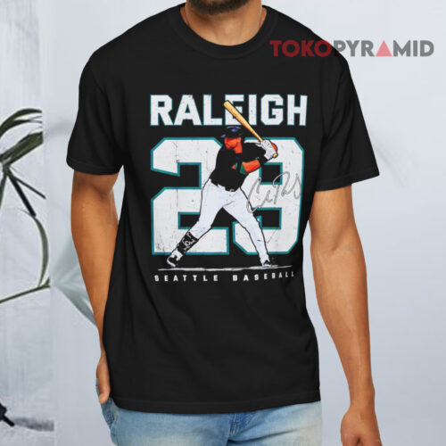 Number And Portrait Cal Raleigh Seattle Mariners Signature Black T shirt Number And Portrait Cal Raleigh Seattle Mariners Signature Black T shirt
