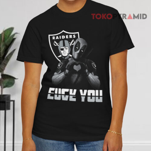 Oakland Raiders X Deadpool Fuck You Black T shirt