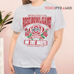 Ohio State Buckeyes 2025 Cfp Quarterfinal At The Rose Bowl Game Grey T shirt