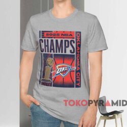 OKC Thunder 2025 NBA Champions Sportiqe Poster Shirt 1 Okc Thunder 2025 Nba Champions Sportiqe Poster Shirt Grey T shirt