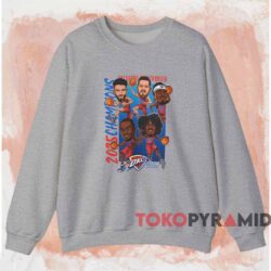 OKC Thunder 2025 NBA Finals Champions Caricature Shirt 4 Okc Thunder 2025 Nba Finals Champions Caricature Shirt Grey Sweatshirt