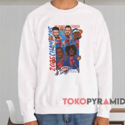 OKC Thunder 2025 NBA Finals Champions Caricature Shirt 3 Okc Thunder 2025 Nba Finals Champions Caricature Shirt White Sweatshirt