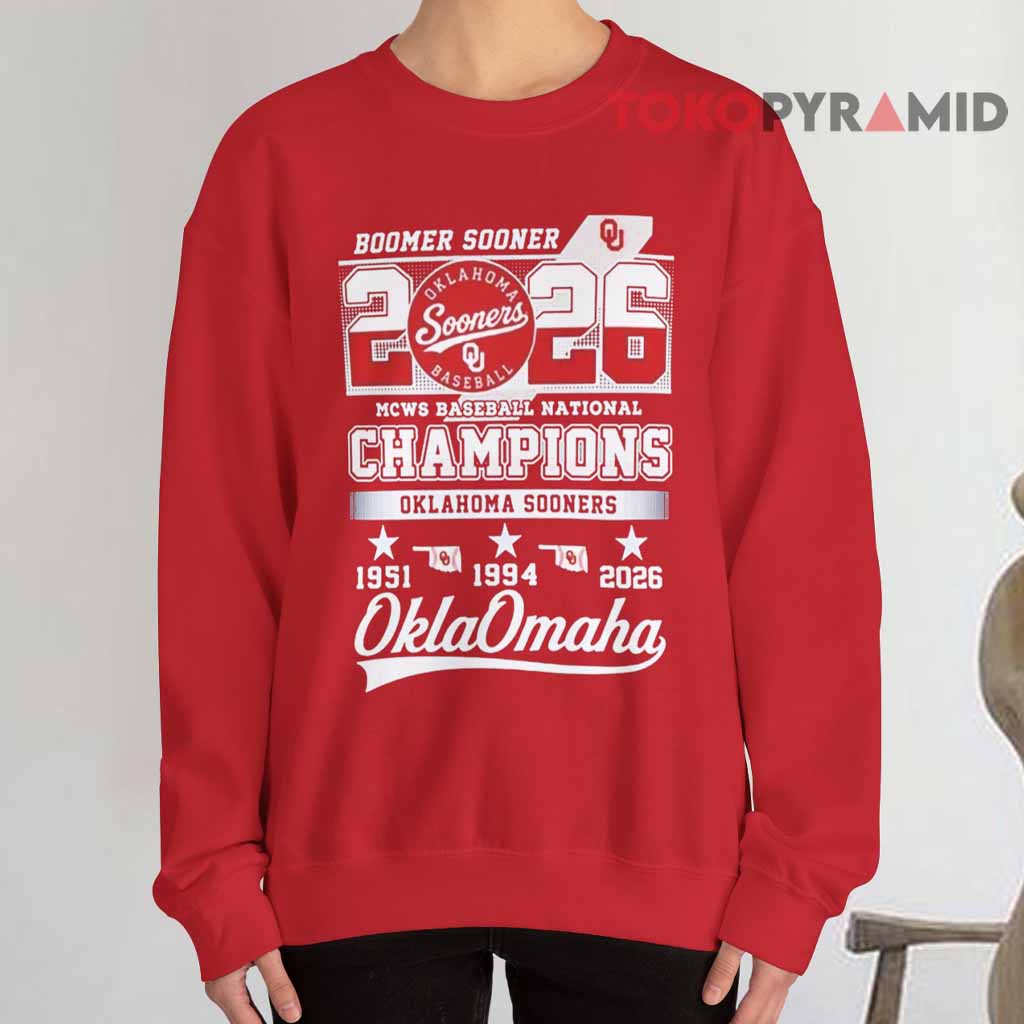 Oklahoma Sooners 2026 Boomer Sooner MCWS Baseball National Champions Sweatshirt Oklahoma Sooners 2026 Boomer Sooner MCWS Baseball National Champions Sweatshirt