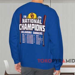 Oklahoma Sooners NCAA National Champions Schedule 2-sided Shirt 4 Oklahoma Sooners Ncaa National Champions Schedule Shirt Blue Sweatshirt