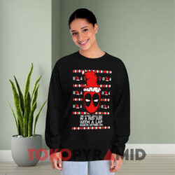 Oncoast Deadpool Ugly Christmas Sweatshirt 4 Oncoast Deadpool Ugly Christmas Black Long sleeved