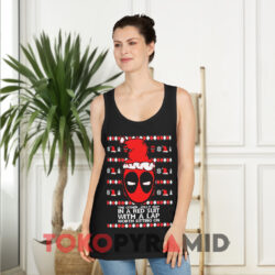 Oncoast Deadpool Ugly Christmas Sweatshirt 2 Oncoast Deadpool Ugly Christmas Black Tank Top