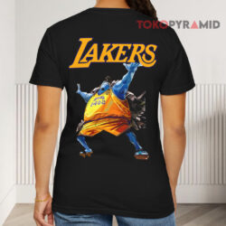 One Piece Jinbe Los Angeles Lakers NBA Shirt 2 One Piece Jinbe Los Angeles Lakers Nba T shirt Back