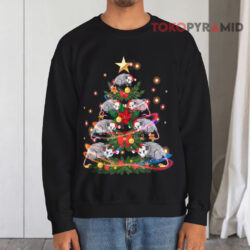 Opossum Possum Santa Xmas Tree Light Black T shirt