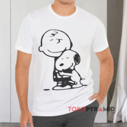 Peanuts Snoopy Hugging Charlie Brown White T shirt