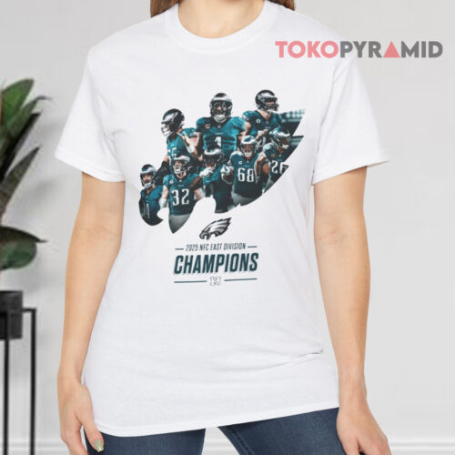 Philadelphia Eagles 2025 Fly Eagles Fly Nfc East Champions White T shirt