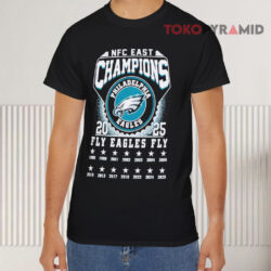 Philadelphia Eagles 2025 Nfc East Champions Fly Eagles Fly Black T shirt