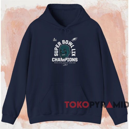 Philadelphia Eagles Jalen Hurts Super Bowl Lix Champions Shirt Navy Hoodie