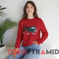Philadelphia Eagles Peace Love Eagles T shirt Red Sweatshirt