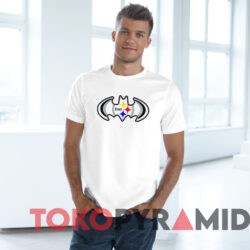 Pittsburgh Steelers Batman Logo T shirt White T shirt