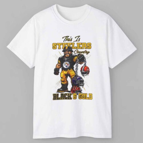Pittsburgh Steelers Nfl Afc North Champions 2025 Mascot Black And Gold T shirt