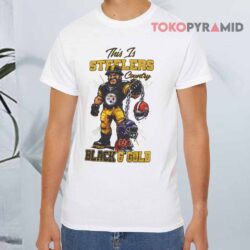 Pittsburgh Steelers Nfl Afc North Champions 2025 Mascot Black And Gold White T shirt