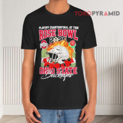 Playoff Quarterfinal At The Rose Bowl 2025 Ohio State Buckeyes Helmet Black T shirt