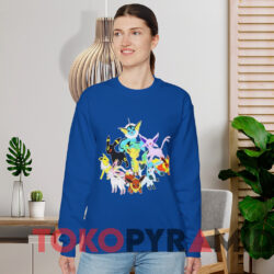 Pokemon Eevee Evolution Group T-Shirt 2 Pokemon Eevee Evolution Group T shirt Blue Sweatshirt