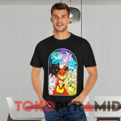 Pokemon Eevee Evolutions Stained Glass T shirt Black T shirt
