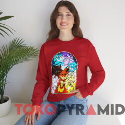 Pokemon Eevee Evolutions Stained Glass T-shirt 2 Pokemon Eevee Evolutions Stained Glass T shirt Red Sweatshirt