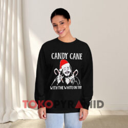 Post Malone Candy Cane With The On Top Christmas Black Long sleeved
