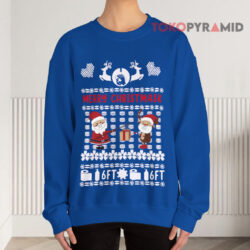 Quarantine Ugly Merry Christmask Santa 6 Feet Away Blue Sweatshirt