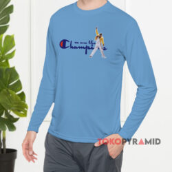 Queen Freddie Mercury We are The Champions Shirt 4 Queen Freddie Mercury We Are The Champions Blue Long sleeved