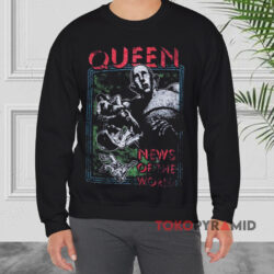 Queen News Of The World Freddie Mercury Shirt 3 Queen News Of The World Freddie Mercury Black Sweatshirt