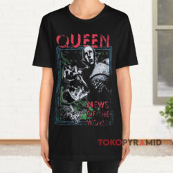 Queen News Of The World Freddie Mercury Black T shirt