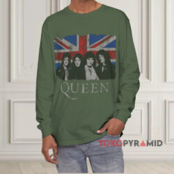 Queen Vintage Union Jack Burnout Shirt 2 Queen Vintage Union Jack Burnout Green Long sleeved