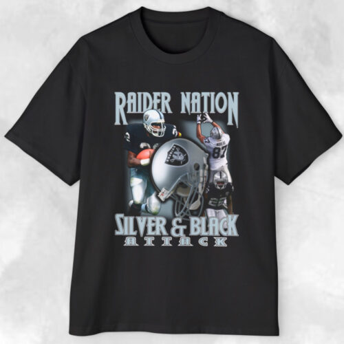 Raider Nation Silver & Black Attack T shirt