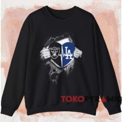 Raiders and Dodgers Inside My Heart Shirt 3 Raiders And Dodgers Inside My Heart Shirt Black Sweatshirt