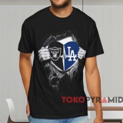 Raiders And Dodgers Inside My Heart Shirt Black T shirt