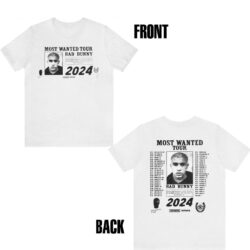 Rare Bad Bunny 2024 Most Wanted Tour 2-Sided Shirt 8 Rare Bad Bunny 2024 Most Wanted Tour 2 Sided