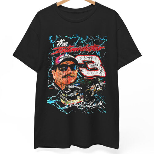 Rare Black Vintage Dale Earnhardt Sr. 3 Nascar The Intimidator T-shirt