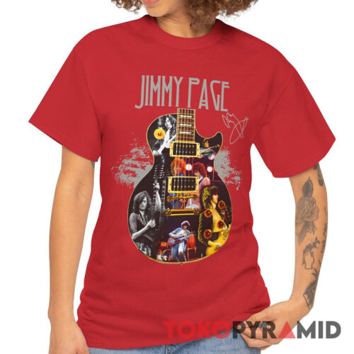 Rare Jimmy Page Guitarist Signature T Shirt