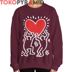 Rare Keith Haring Holding Heart Shirt 2 Rare Keith Haring Holding Heart Shirt