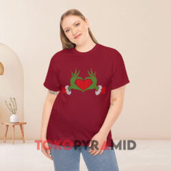 Rare Ugly Elf With Cute Heart Hands Style Christmas Red T shirt