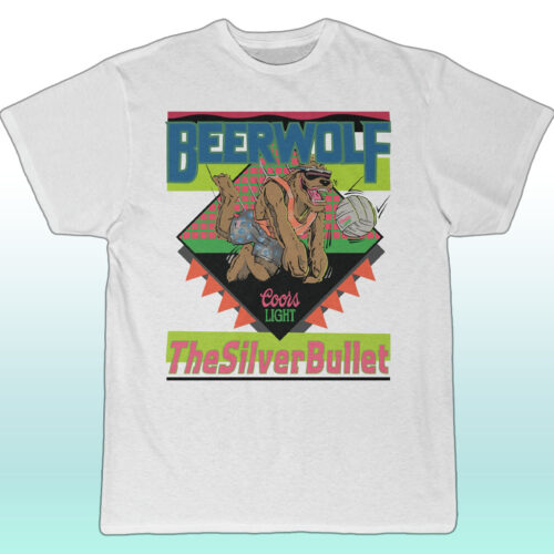 Rare Vintage 80s Coors Light Beer Wolf The Silver Bullet Shirt