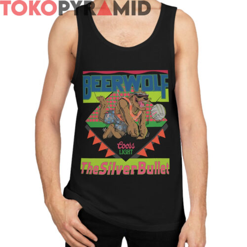 Rare Vintage 80s Coors Light Beer Wolf The Silver Bullet Shirt