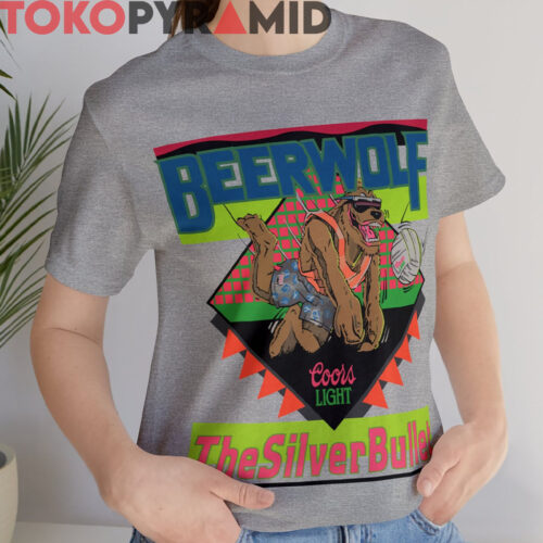 Rare Vintage 80s Coors Light Beer Wolf The Silver Bullet Shirt