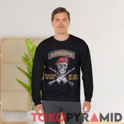 Rare Vintage 90s Airborne Die Like The Rest Skull Shirt Sweatshirt