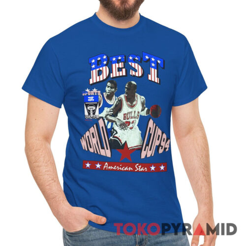 Rare Vintage 90's Chicago Bulls Lakers Michael Jordan and Magic Johnson Shirt