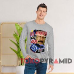 Rare Vintage 90s Dale Jarrett Nascar T shirt The Winning Edge Grey Long sleeved