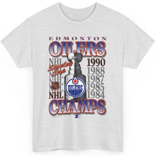 Rare Vintage 90s Edmonton Oilers Stanley Cup Champs Shirt