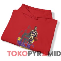 Rare Vintage 90s Los Angeles Lakers Magic Johnson Salem Sportswear Tee Red Hoodie