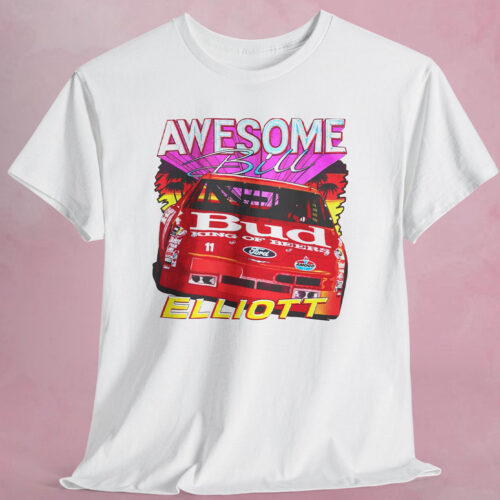 Rare Vintage 90s Nascar Bill Elliott Awesome Budweiser Shirt