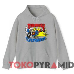 Rare Vintage 90s Thrasher Supercharges Skateboard Tee 2 Rare Vintage 90s Thrasher Supercharges Skateboard Tee Grey Hoodie