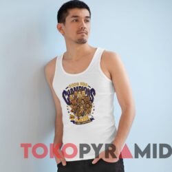 Rare Vintage Adidas 2009 NBA Champions Lakers Caricature Tee White Tanktop