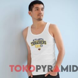 Rare Vintage Atlanta Thrashers Ccm Hockey Tee Man White Tank Top